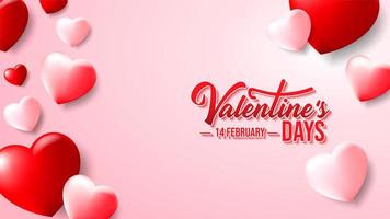 Valentine&#39;s Day Love Design med rosa och röda hjärtan vektor