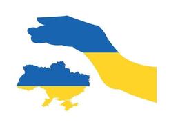 Hand- und Ukraine-Emblem-Flaggenkarte nationales Europa-Kartensymbol abstraktes Vektorillustrationsdesign vektor