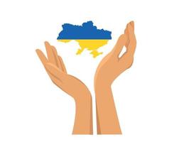 Ukraine-Flaggenemblem-Kartensymbol mit abstraktem Vektorillustrationsdesign der Hand