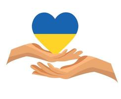 Ukraine-Emblem-Flaggen-Herzsymbol mit den Händen abstraktes nationales Europa-Vektorillustrationsdesign vektor