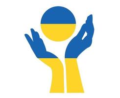 ukraine-flaggenemblemsymbol mit hand abstraktem nationalem europa-vektorillustrationsdesign vektor