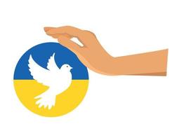 ukrainska flaggan emblem symbol med fredsduva och hand abstrakt nationella Europa vektor illustration design