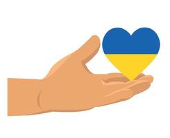 Ukraine-Flaggenemblem-Herzsymbol mit der Hand abstraktes nationales Europa-Vektorillustrationsdesign