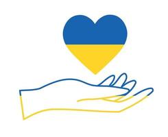 Ukraine-Flagge Herz und Hand-Emblem Symbol abstraktes nationales Europa-Vektor-Illustrationsdesign vektor