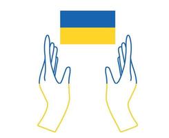 Ukraine-Flagge-Emblem-Symbol mit Handsymbol nationale Europa-abstrakte Design-Vektorillustration vektor