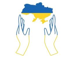 ukrainska flaggan emblem karta med händer symbol nationella Europa abstrakt design vektorillustration vektor