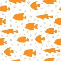 orangefarbener Fisch mit nahtlosem Muster der Blasen auf weißem Hintergrund vektor
