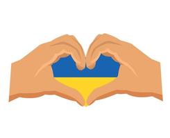 Ukraine-Emblem-Flaggen-Handherzsymbol-Zusammenfassungsvektor-Illustrationsdesign vektor