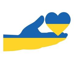 ukraine hand und herz flaggenemblem symbol abstraktes nationales europa vektorillustrationsdesign vektor