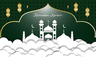 luxusbanner ramadan kareem mit wolken vektor