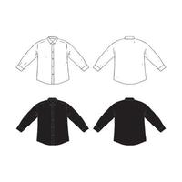 uppsättning av tom långärmad skjorta designmall handritad vektorillustration. tröjan fram och bak. vit och svart manlig skjorta på vit bakgrund. vektor