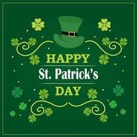 Glücklicher St- Patricktagesgruß mit Shamrockblatt und -hüten auf Grün vektor
