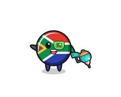 südafrika-flaggenkarikatur als zukünftiges kriegermaskottchen vektor