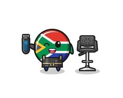 south africa flag barbershop håller i en trimer vektor