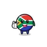 Sydafrika flaggmaskot gör tummen upp gest vektor