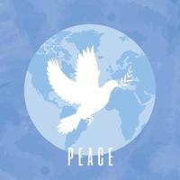 Silhouette einer fliegenden Taube auf einem Erdkugel-Friedenskonzept-Hintergrundvektor