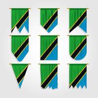 tanzania flagga i olika former vektor