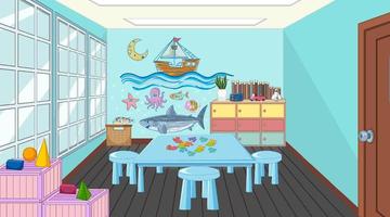 Kinderzimmer mit vielen Möbeln vektor