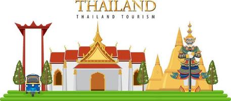 thailand ikonischer hintergrund der touristenattraktion vektor