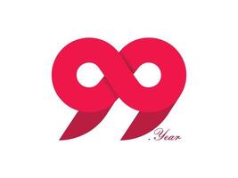 Logodesign zum 99-jährigen Jubiläum. rote 99 Logo-Designs. glückliches 99. Jahr. vektor