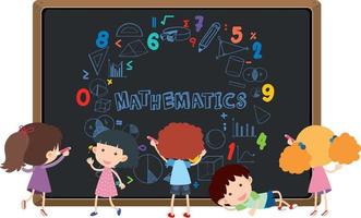 student framför svarta tavlan full av matematisk formel vektor