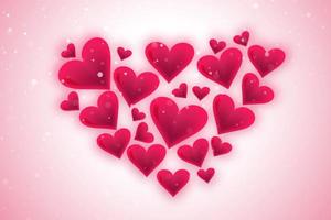 Härliga hjärtan för hjärtans dag i hjärtaform på mjuk rosa bakgrund vektor