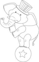 Clown-Elefant-Doodle-Umriss zum Ausmalen vektor