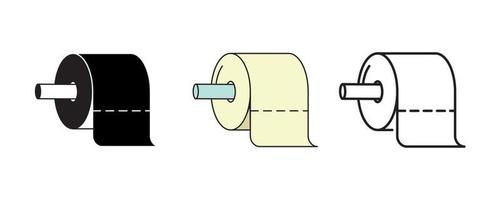 das Toilettenpapier-Symbol. toilettenpapier-symbol im badezimmer. silhouette, bunter und linearer symbolsatz. Symbole für Badezimmerobjekte in einer Reihe. editierbare Zeile. Logo, Web- und App-Pixeldesign.