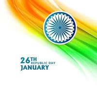 Indiska republikens dag 26 januari med flaggvågbakgrund vektor