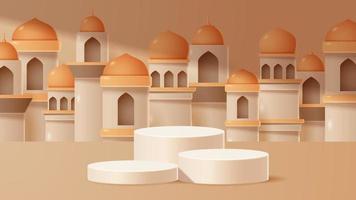 islamisk display podium dekoration bakgrund med islamisk prydnad. vektor 3d illustration