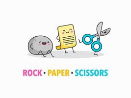 Cartoon Rock Paper Scissors Vektor Zeichen