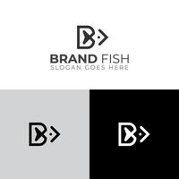 b buchstabe und fischlogo einfaches und modernes minimales logo für ihre marke oder firma vektor