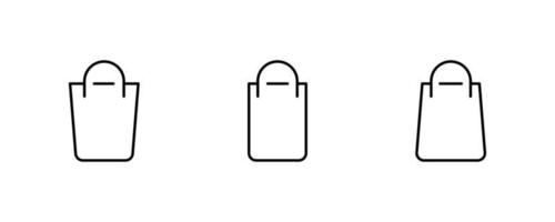 3-pack ikon i form av en tunn linje. shoppingväska ikoner. samling av svart linje ikoner isolerad på vit bakgrund. modern vektorillustration vektor
