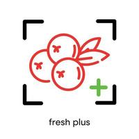 frisches Obst plus Symbol. Dieses Symbol ist das Symbol für Kühlschrank und Klimaanlage. buntes Kühlschrank-Schaltflächensymbol. editierbarer Strich. Logo, Web und App. vektor