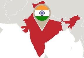 Indien auf der Weltkarte vektor