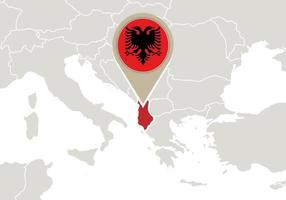 Albanien auf Europakarte vektor