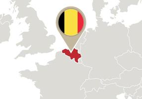Belgien på Europakarta vektor