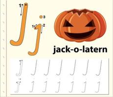 Arbeitsblätter für Buchstaben-J-Tracing-Alphabets vektor