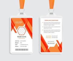 kreatives orange id-kartenschablonendesign