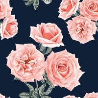 Nahtloses Muster mit Blumenmuster und rosa Rosenblüten abstrakter Hintergrund. Vektor-Illustration Aquarell-Handzeichnung. für Stoffmuster-Druckdesign.