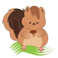 fröhlicher Streifenhörnchen kawaii mit einer Nuss. Tierkarikatur - Vektor