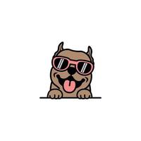 süßer pitbull-hund mit sonnenbrillenkarikatur, vektorillustration vektor