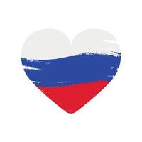 hjärta i färgerna på den ryska flaggan på en vit bakgrund - vektor