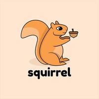 Seitenansicht süßer Cartoon-Eichhörnchen-Logo-Premium-Vektor vektor