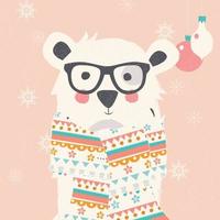 Weihnachtspostkarte mit tragendem Schal des Hippie-Eisbären