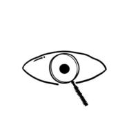 förstoringsglas med ögonkontur ikon handritade doodle stil vektor