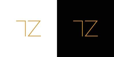 modernes und luxuriöses tz-initialen-logo-design vektor