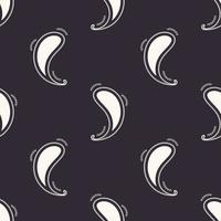 moderne einfache Paisley-bewegliche Form nahtloses Muster schwarz-weißer monochromer Farbhintergrund. Verwendung für Stoffe, Textilien, Innendekorationselemente, Polster, Verpackungen. vektor