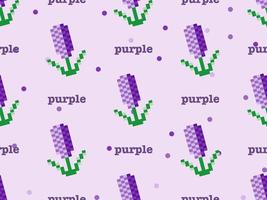 nahtloses parttern der blumenkarikatur auf purpurrotem hintergrund vektor