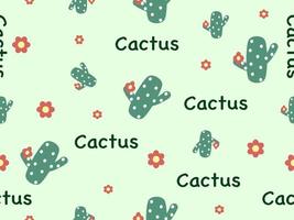 kaktus seriefigur seamless mönster på grön background.pixel stil vektor